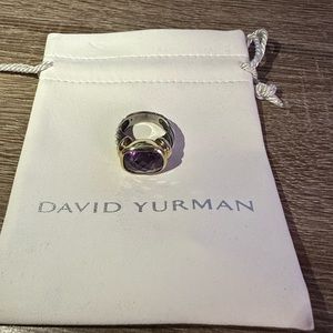 David Yurman Large Noblese Ring with Amethyst Stone Sz 6